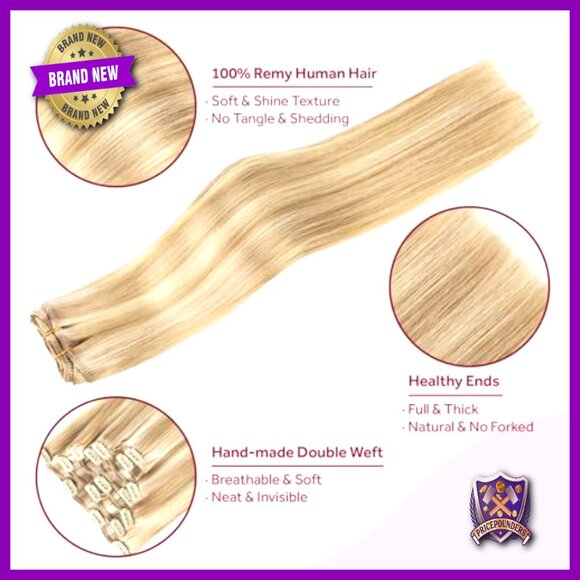 16 Inch Clip In Human Hair Extensions, 120g 7pc Set, Salon Quality Remy Hair main image 4